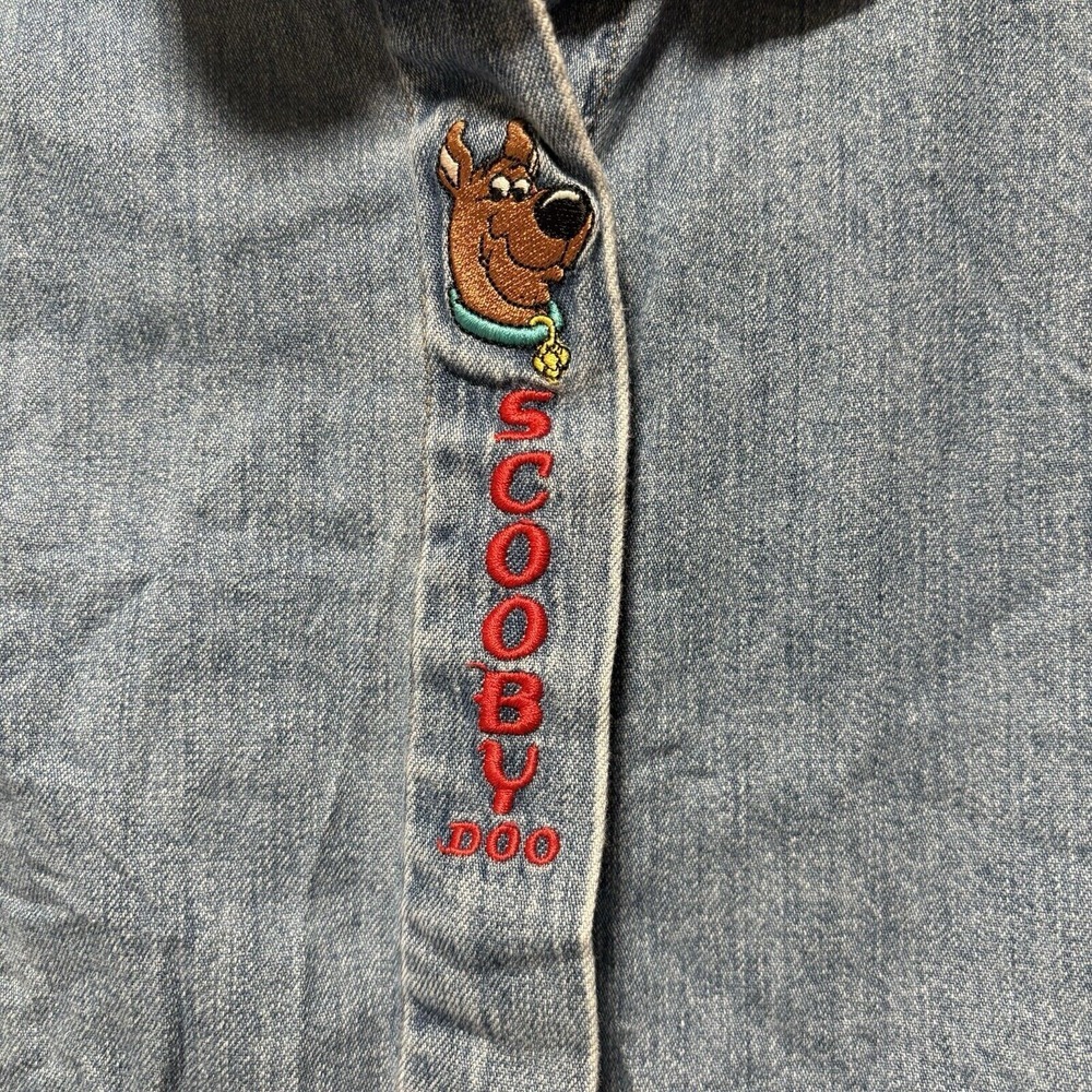 Vintage Scooby Doo Denim Button Up Shirt Warner Bros 1998 Kids Size Sm